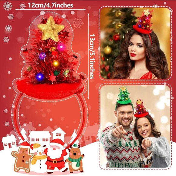 Christmas Light Up Headbands LED Holiday Party Tree Headbands for Women main image 6